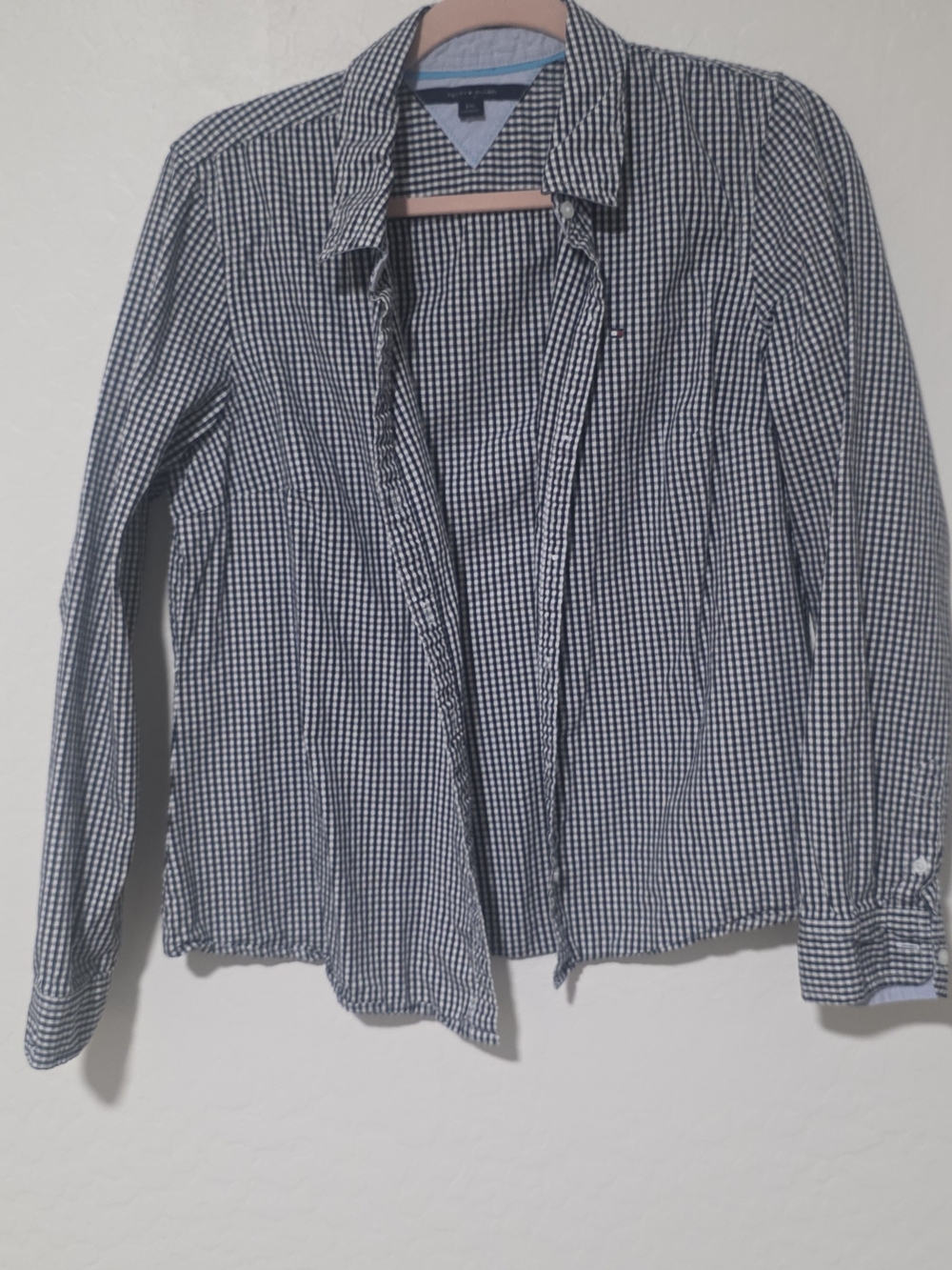 Tommy Hilfiger Navy and White Gingham Button-Down Shirt